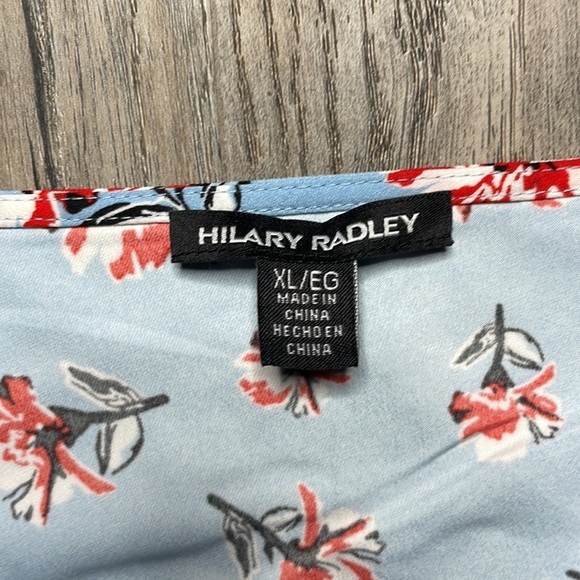 Hilary Radley Blue and Red Floral V Neck Blouse, size XL - Picture 2 of 8